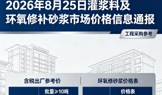 西华2026年8月25日灌浆料及环氧修补砂浆市场价格信息通报